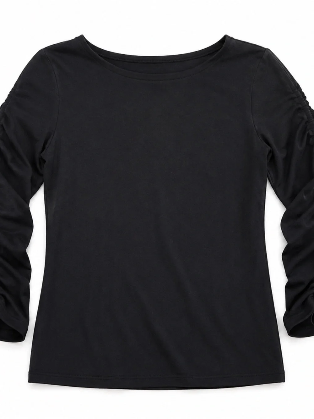 Michael Kors Black Ruched Sleeve Stretch Top Women’s Medium